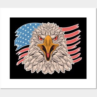 USA Flag with Bald Eagle 4th Of July Patriotic Eagle Retro Independence Day Posters and Art